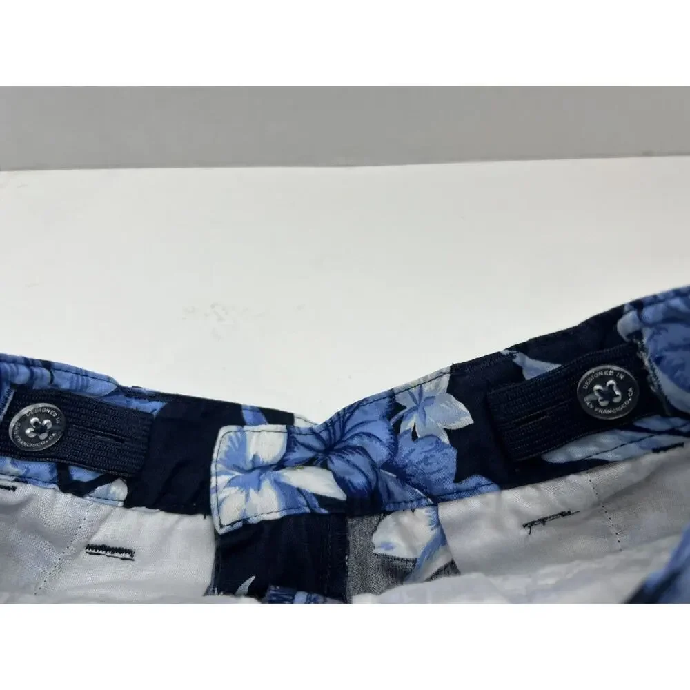 Janie and Jack Boy’s Blue Hawaiian Cotton Shorts Adjustable Waist Size 4